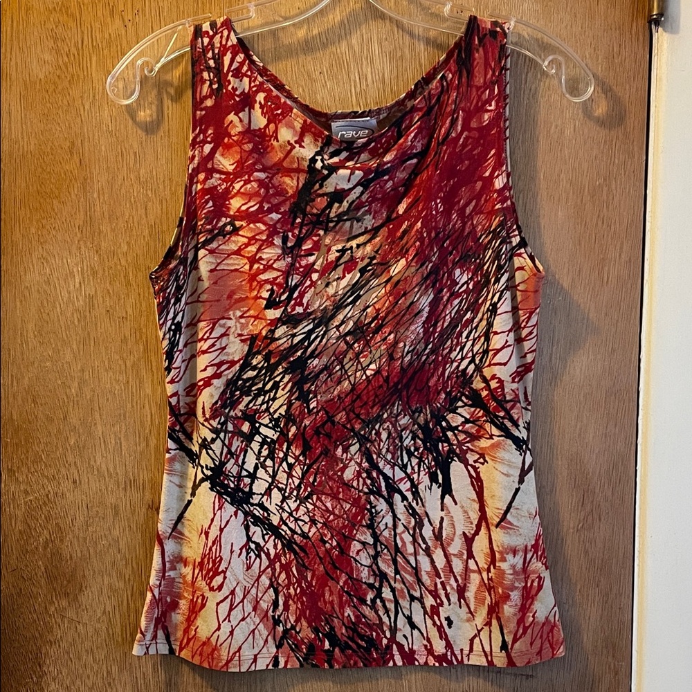 Rave Red and Black Abstract Tank Top